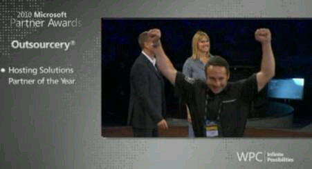 Mark collecting Outsourcery WPC Microsoft Worldwide Award